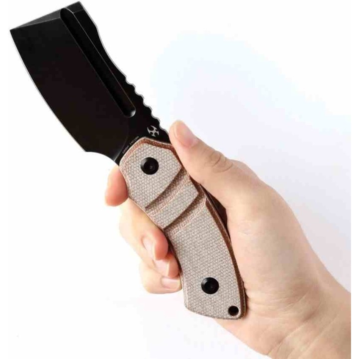 Couteau Kansept Korvid S Lame Acier 14C28N Black Cleaver Manche Brown Micarta Etui Kydex KG2030A4 - Livraison Gratuite