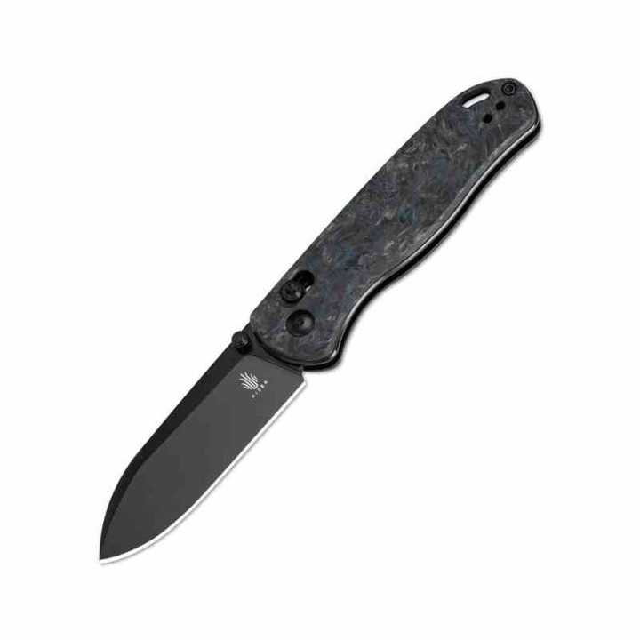 Couteau Kizer Drop Bear Lame Acier S35VN Black Manche Dark Blue FatCarbon AXIS Lock IKBS Clip KI3619A4 - Livraison Gratuite