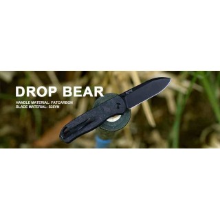 Couteau Kizer Drop Bear Lame Acier S35VN Black Manche Dark Blue FatCarbon AXIS Lock IKBS Clip KI3619A4 - Livraison Gratuite