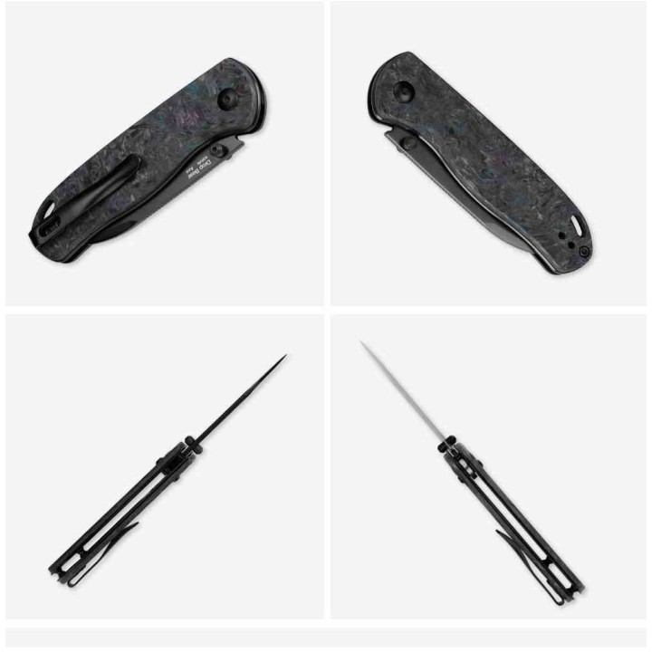 Couteau Kizer Drop Bear Lame Acier S35VN Black Manche Dark Blue FatCarbon AXIS Lock IKBS Clip KI3619A4 - Livraison Gratuite