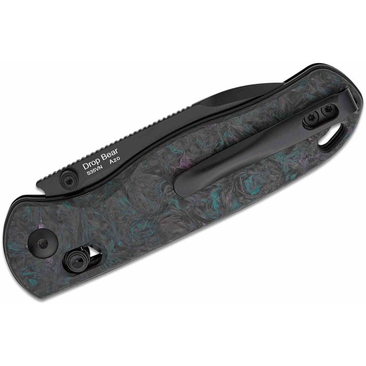 Couteau Kizer Drop Bear Lame Acier S35VN Black Manche Dark Blue FatCarbon AXIS Lock IKBS Clip KI3619A4 - Livraison Gratuite