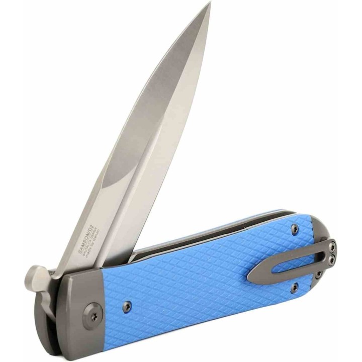 Couteau Ganzo Adimanti Samson Blue Lame Acier D2 Manche G10 Linerlock Clip GASAMSONBL - Livraison Gratuite