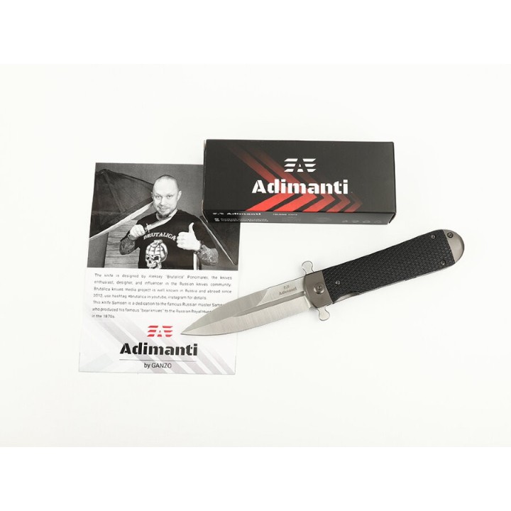 Couteau Ganzo Adimanti Samson Black Lame Acier D2 Manche G10 Linerlock Clip GASAMSONBK - Livraison Gratuite