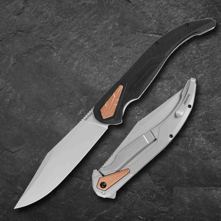 Couteau Navaja Kershaw Strata XL Lame D2 Manche G10/Acier IKBS Framelock Clip KS2077 - Livraison Gratuite 