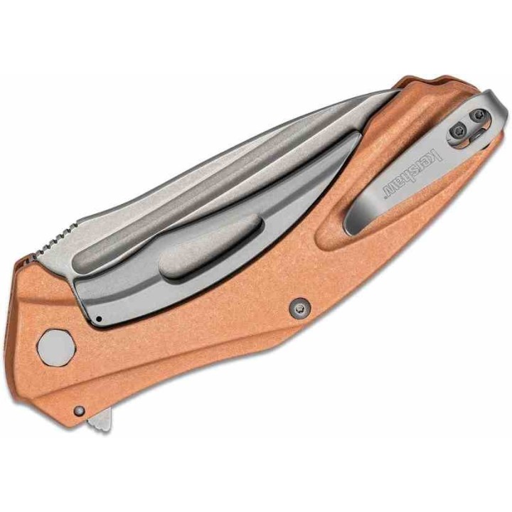 Couteau Kershaw Copper Natrix XL Lame Acier D2 Manche Cuivre KIVT Framelock Clip KS7008CU - Livraison Gratuite