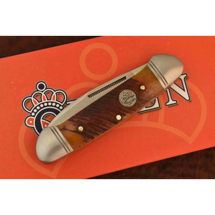 Couteau Queen Cutlery Canoe Manche Os Marron 2 Lame Acier Inox Slip Joint QN013 - Livraison Gratuite