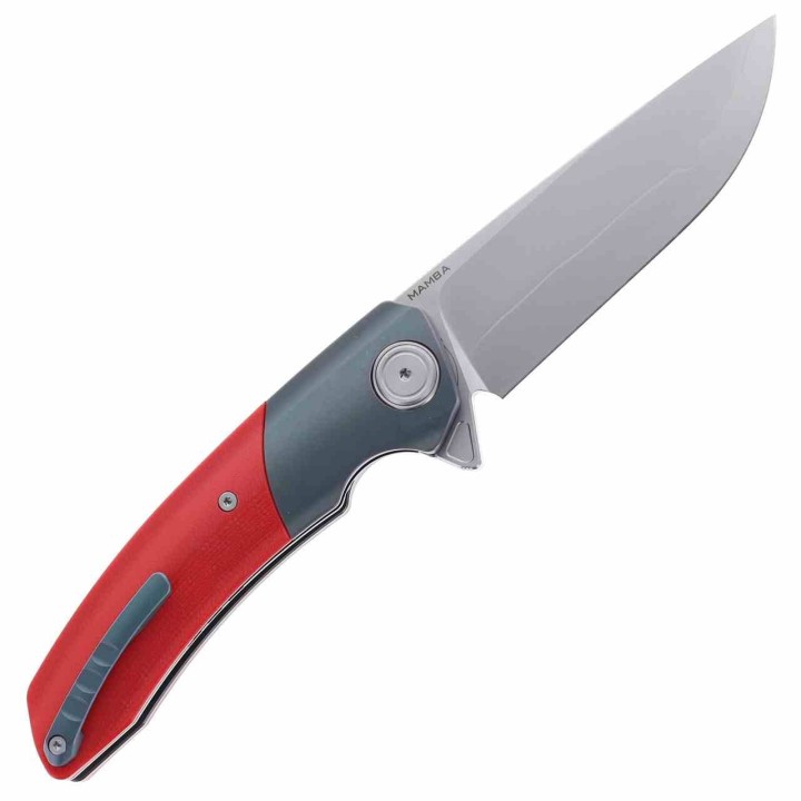 Couteau Maxace Mamba Red Lame Acier SLD-Magic Manche G10/Titane IKBS Clip MAXM16F - Livraison Gratuite
