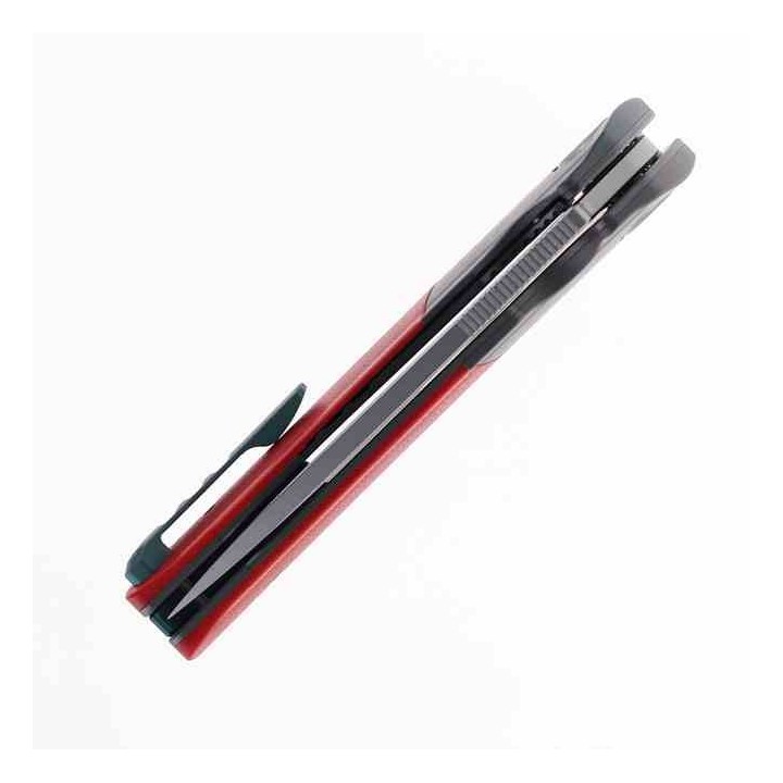 Couteau Maxace Mamba Red Lame Acier SLD-Magic Manche G10/Titane IKBS Clip MAXM16F - Livraison Gratuite