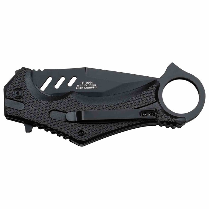Lot de 3 Couteau Karambit Black Lame Tanto Acier 3Cr13 Manche ABS Linerlock Clip Tac Force TF1044BK - Livraison Gratuite