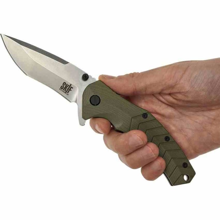 Couteau SKIF Knives Griffin Olive Manche G10 Lame Tanto Acier 9Cr18MoV SW IKBS Framelock Clip SKF422SEG - Livraison Gratuite