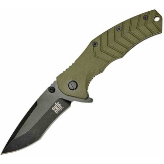 Couteau SKIF Knives Griffin Olive Manche G10 Lame Tanto Acier 9Cr18MoV BLK IKBS Framelock Clip SKF422SEBG - Livraison Gratuite
