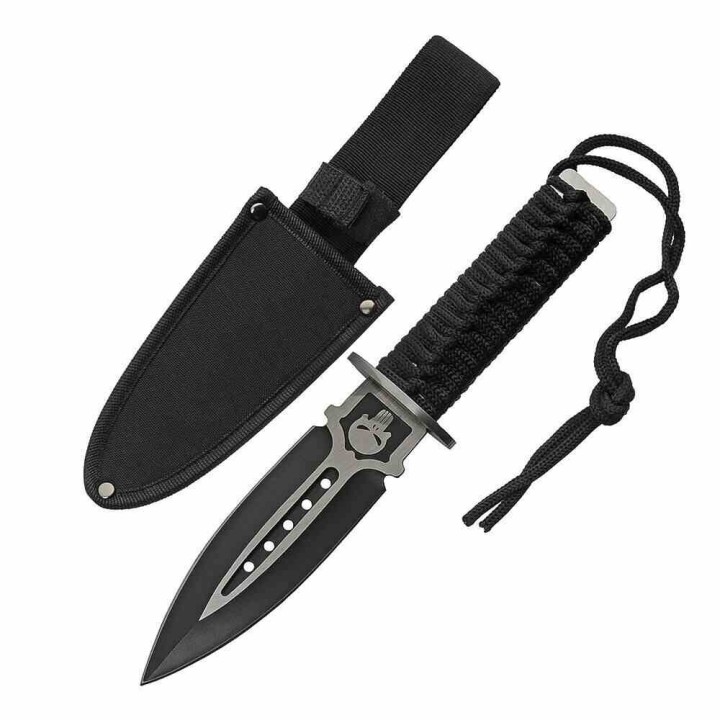 Lot de 3 Couteau Dague Rite Edge Skull Dagger Lame Acier Inox Manche Paracorde Etui Nylon CN211549 - Livraison Gratuite