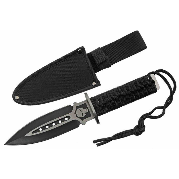 Lot de 3 Couteau Dague Rite Edge Skull Dagger Lame Acier Inox Manche Paracorde Etui Nylon CN211549 - Livraison Gratuite