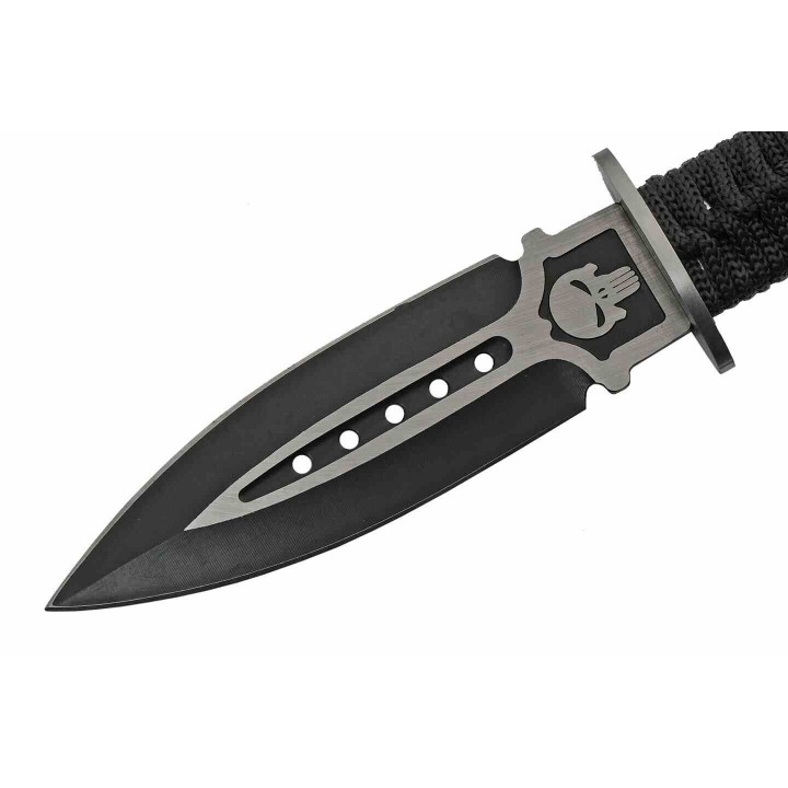 Lot de 3 Couteau Dague Rite Edge Skull Dagger Lame Acier Inox Manche Paracorde Etui Nylon CN211549 - Livraison Gratuite