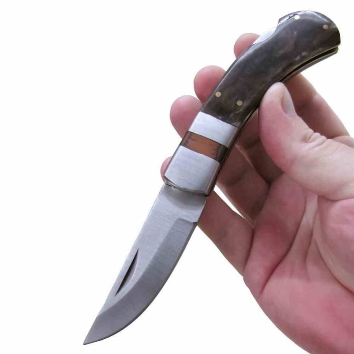 Couteau Rite Edge BONE Manche Os Lame Acier Inox Lockback Etui Cuir CN8001BR - Livraison Gratuite