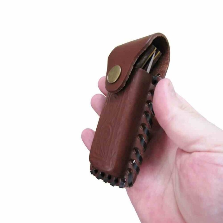 Couteau Rite Edge BONE Manche Os Lame Acier Inox Lockback Etui Cuir CN8001BR - Livraison Gratuite
