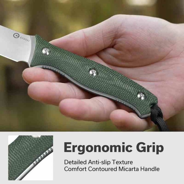 Couteau CIVIVI Stormridge Green Lame Acier Nitro-V Satin Manche Micarta Etui Kydex CIVC230413 - Livraison Gratuite