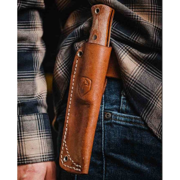 Couteau Condor Trivittata Puukko Lame Acier Carbone 1095 Manche Micarta Etui Cuir Salavador CTK396134HC - Livraison Gratuite