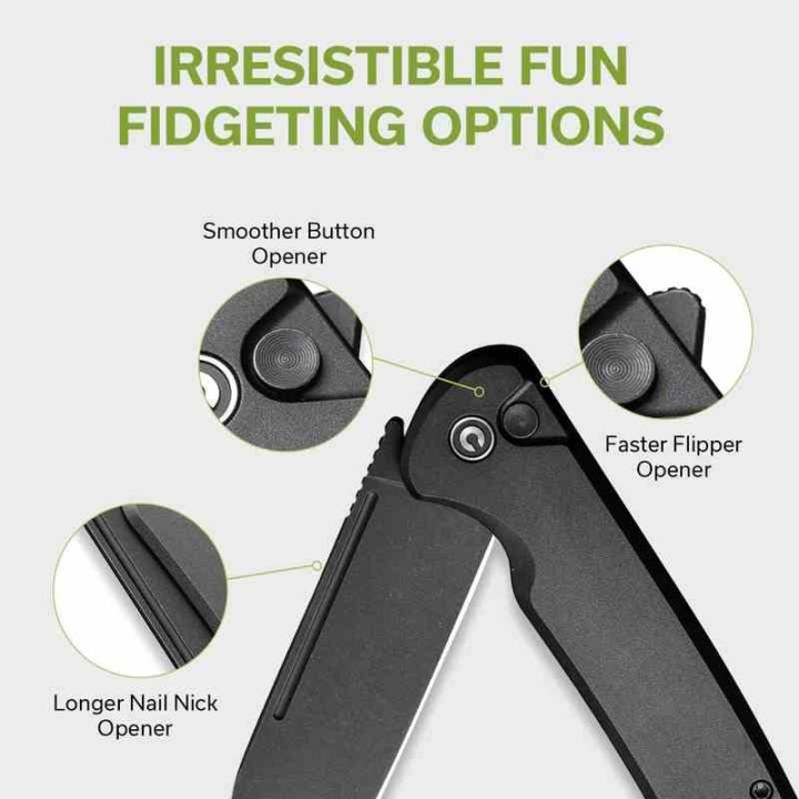 Couteau CIVIVI Chevalier II Black Lame Acier 14C28N Sheepsfoot Manche Alu IKBS Clip Button Lock CIVC20022B1 - Livraison Gratuite