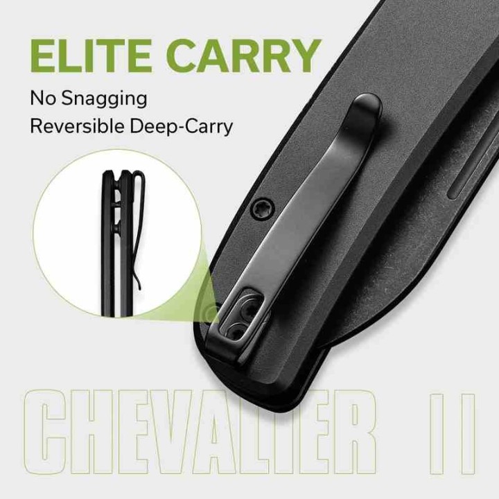 Couteau CIVIVI Chevalier II Black Lame Acier 14C28N Sheepsfoot Manche Alu IKBS Clip Button Lock CIVC20022B1 - Livraison Gratuite