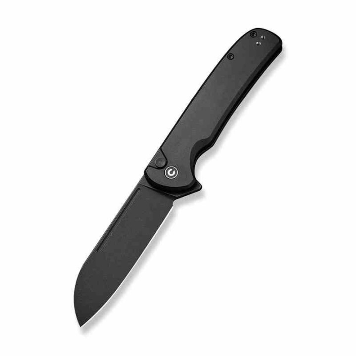 Couteau CIVIVI Chevalier II Black Lame Acier 14C28N Sheepsfoot Manche Alu IKBS Clip Button Lock CIVC20022B1 - Livraison Gratuite