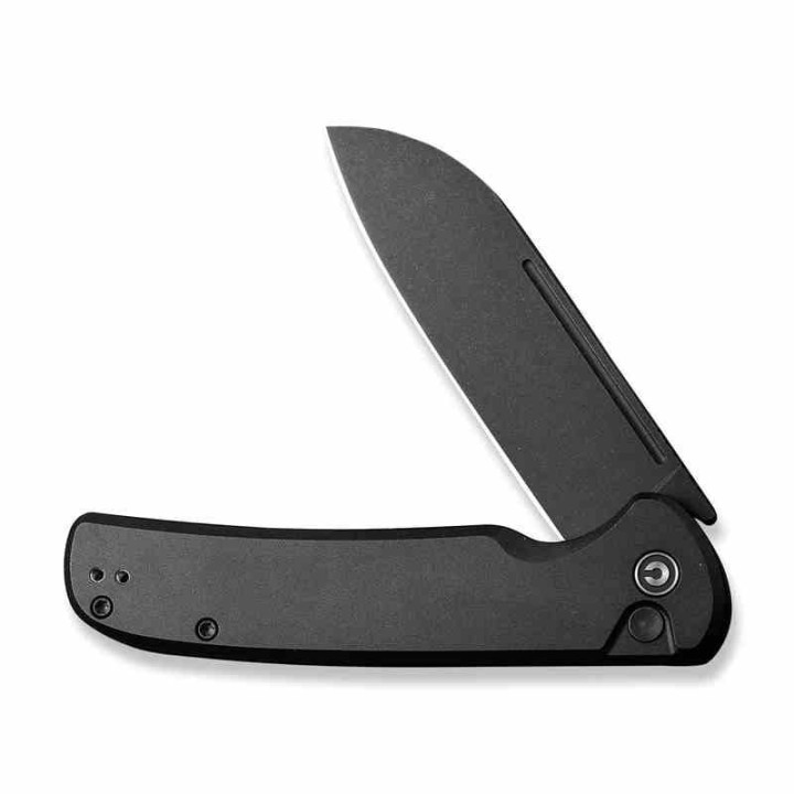 Couteau CIVIVI Chevalier II Black Lame Acier 14C28N Sheepsfoot Manche Alu IKBS Clip Button Lock CIVC20022B1 - Livraison Gratuite
