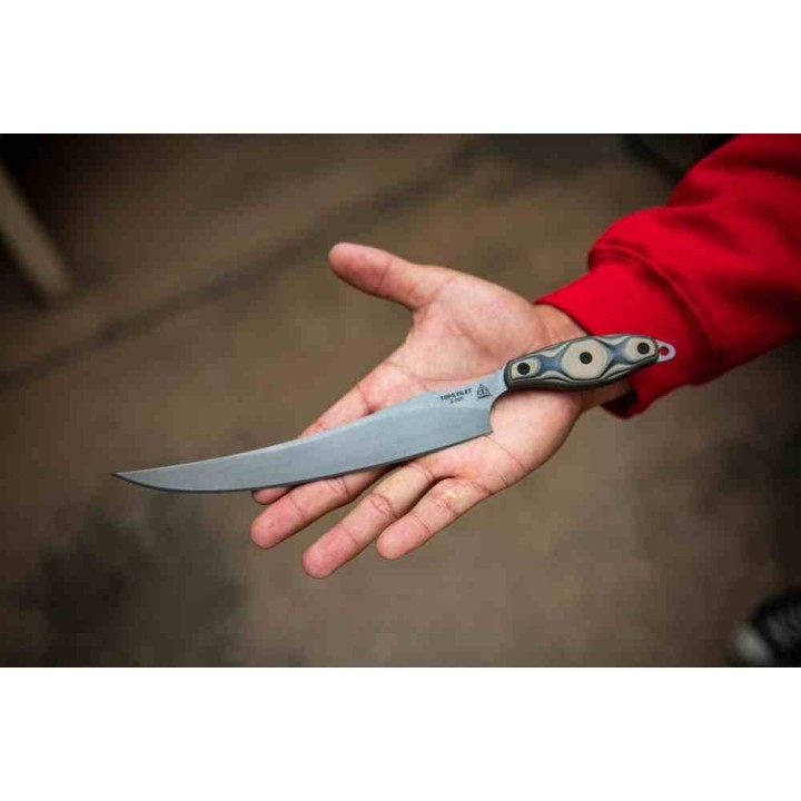 Couteau Tops Filet Lame Acier 154CM Manche Black/Tan G10 Etui OD Green Kydex Made USA TPFIL01 - Livraison Gratuite
