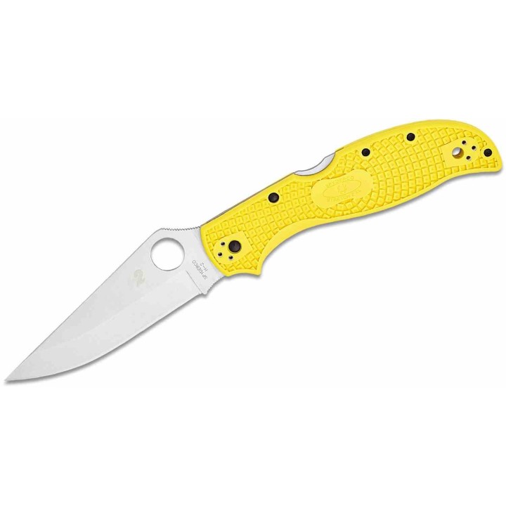 Couteau Spyderco Stretch 2 XL Salt Yellow Lame Acier H-2 Manche FRN Lockback Made Japan SC258PYL - Livraison Gratuite