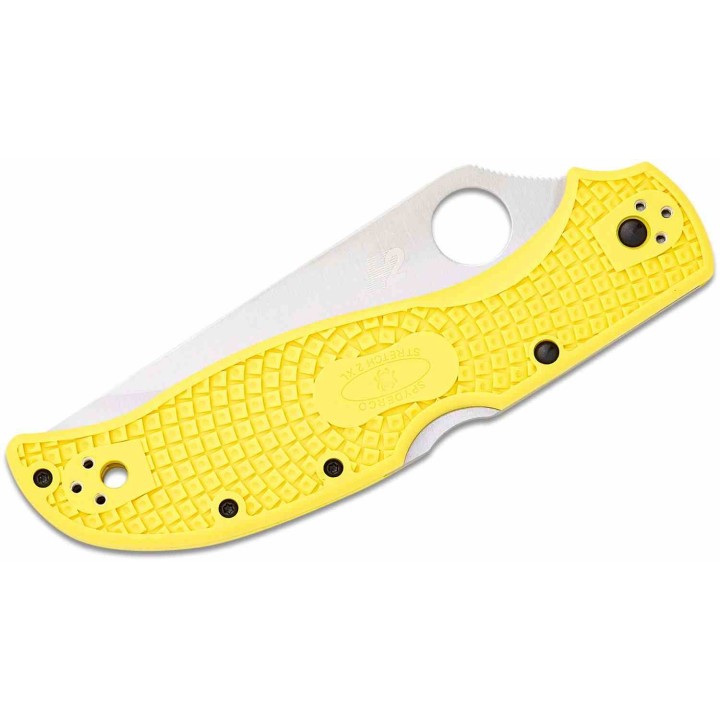 Couteau Spyderco Stretch 2 XL Salt Yellow Lame Acier H-2 Manche FRN Lockback Made Japan SC258PYL - Livraison Gratuite