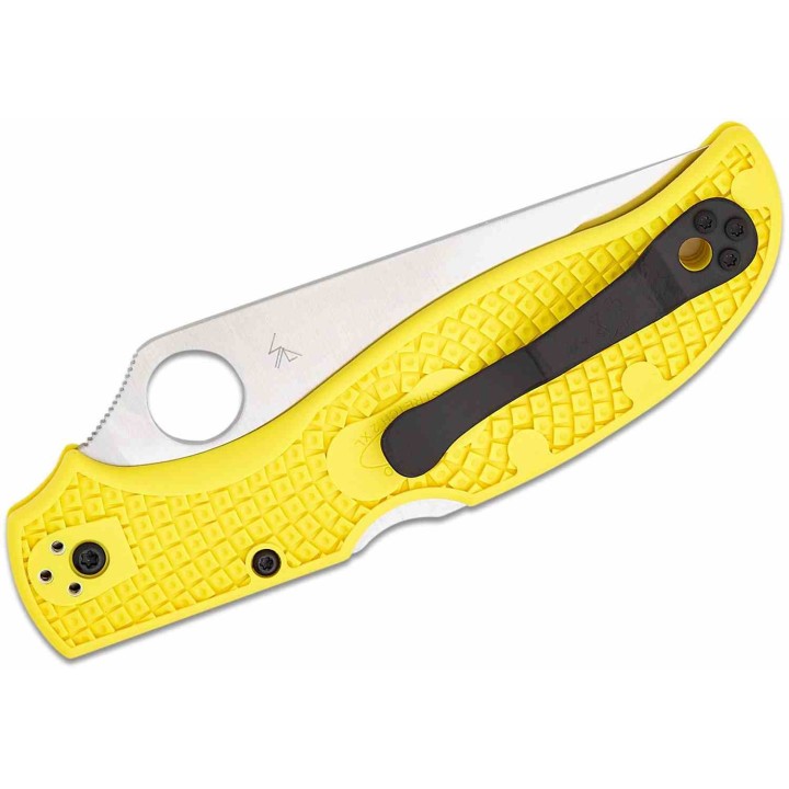 Couteau Spyderco Stretch 2 XL Salt Yellow Lame Acier H-2 Manche FRN Lockback Made Japan SC258PYL - Livraison Gratuite