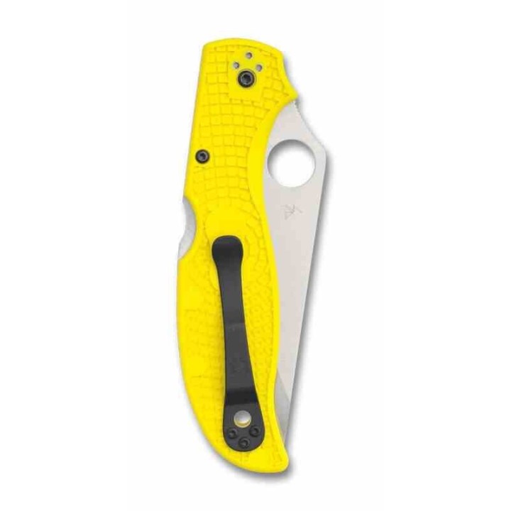 Couteau Spyderco Stretch 2 XL Salt Yellow Lame Acier H-2 Manche FRN Lockback Made Japan SC258PYL - Livraison Gratuite