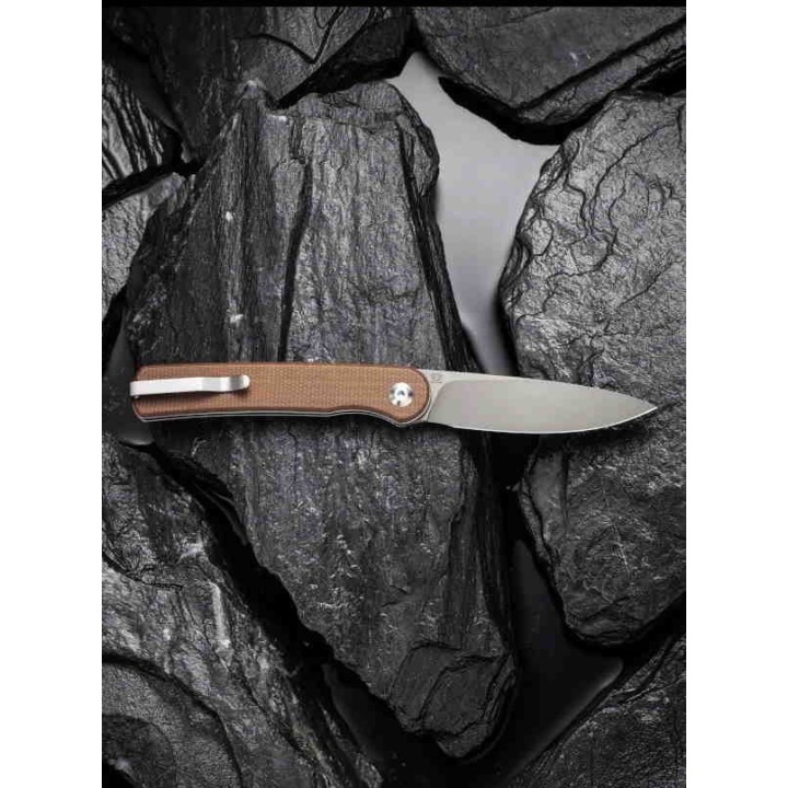 Couteau Civivi Stylum Brown Lame Acier 10Cr15CoMoV Manche Micarta IKBS Slip Joint CIVC20010BA - Livraison Gratuite