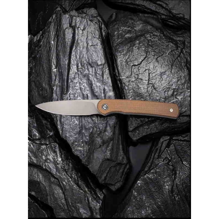 Couteau Civivi Stylum Brown Lame Acier 10Cr15CoMoV Manche Micarta IKBS Slip Joint CIVC20010BA - Livraison Gratuite
