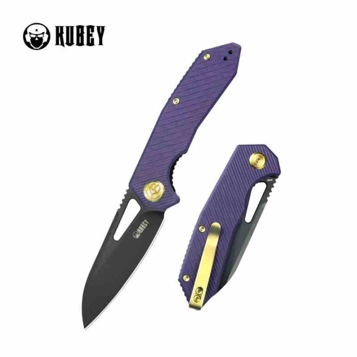 Couteau KUBEY Vagrant Purple Manche G10 Lame Acier M390 Black IKBS Linerlock Clip KUB291W - Livraison Gratuite