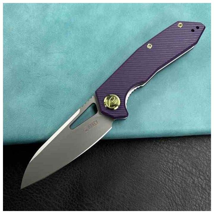 Couteau KUBEY Vagrant Purple Manche G10 Lame Acier M390 Sandblast IKBS Linerlock Clip KUB291S - Livraison Gratuite