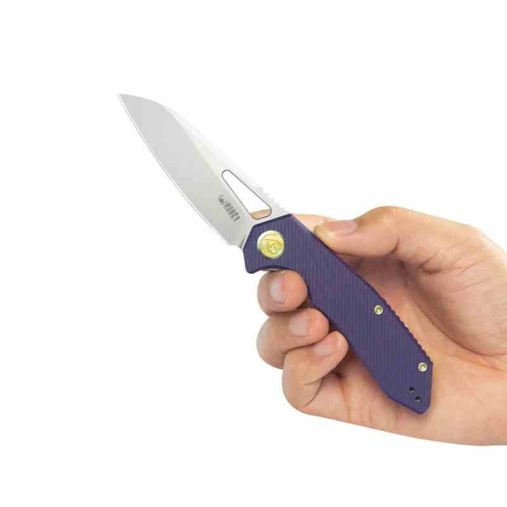 Couteau KUBEY Vagrant Purple Manche G10 Lame Acier M390 Sandblast IKBS Linerlock Clip KUB291S - Livraison Gratuite
