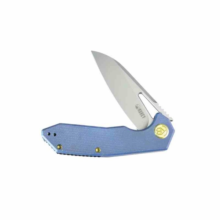 Couteau KUBEY Vagrant Blue Manche Micarta Lame Acier M390 Sandblast IKBS Linerlock Clip KUB291U - Livraison Gratuite
