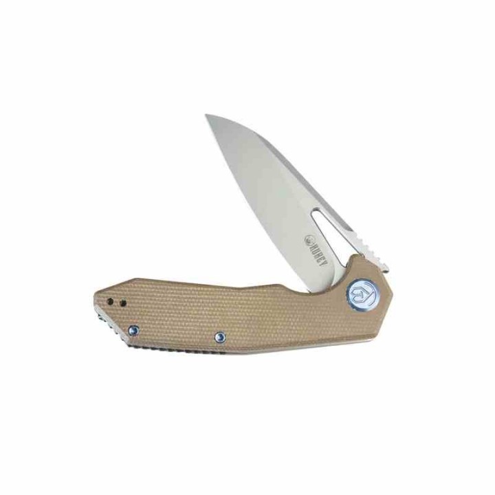 Couteau KUBEY Vagrant Tan Manche Micarta Lame Acier M390 Sandblast IKBS Linerlock Clip KUB291V - Livraison Gratuite