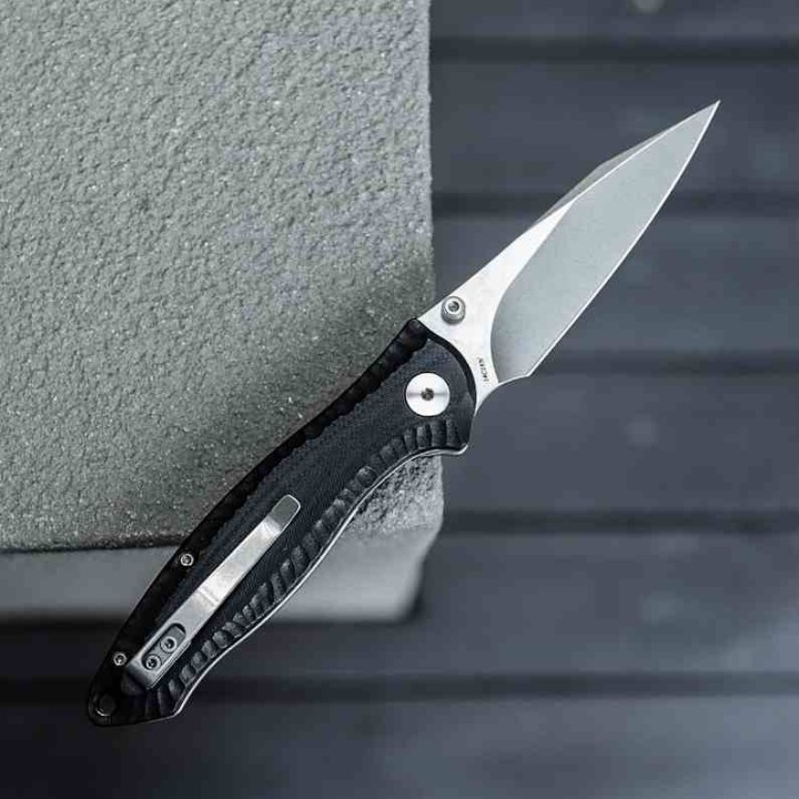 Couteau Trivisa Delphinus Black Manche G10 Lame Acier 14C28N IKBS Linerlock Clip TVTY13BG14 - Livraison Gratuite