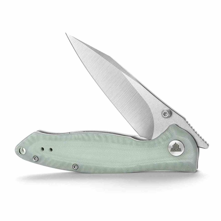 Couteau Trivisa Delphinus Jade Manche G10 Lame Acier 14C28N IKBS Linerlock Clip TVTY13G14 - Livraison Gratuite