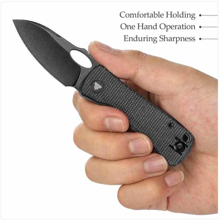 Couteau Trivisa Andromeda Black Manche Micarta Lame Acier 14C28N Blk IKBS Linerlock Clip TVTY18BM14 - Livraison Gratuite