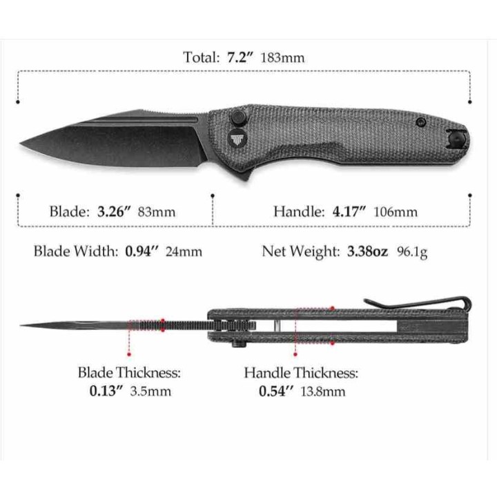 Couteau Antliae OD Green Manche Micarta OD Lame Acier 14C28N SW IKBS Button Lock Clip TVTY22GM14 - Livraison Gratuite