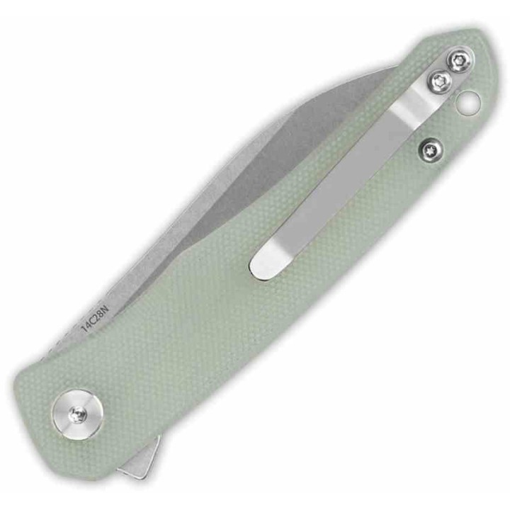 Couteau QSP Otter Jade Manche G10 Lame Acier 14C28N SW IKBS Linerlock Clip QS140D1 - Livraison Gratuite