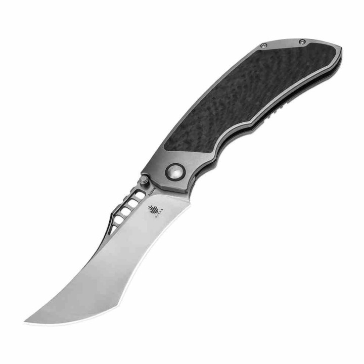 Couteau Kizer Huntsmen Carbon Fiber/Titane Lame Tanto Acier S35VN IKBS Bolster Lock Clip KI4642A1 - Livraison Gratuite