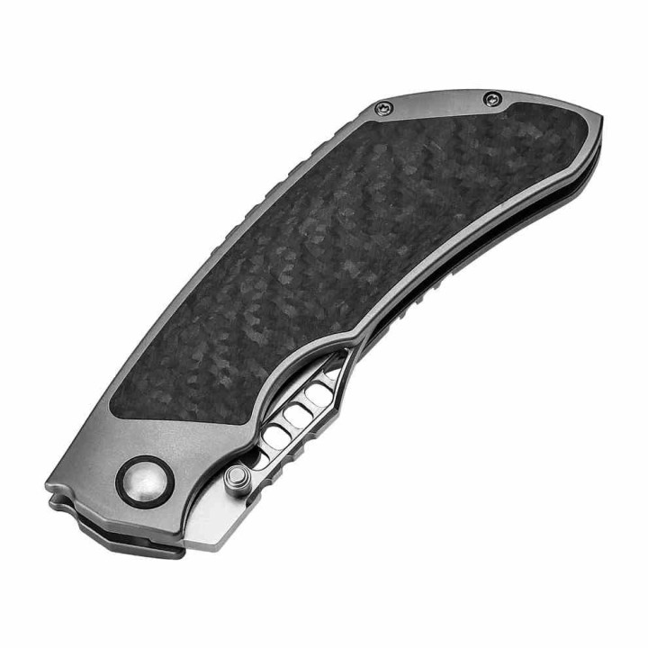 Couteau Kizer Huntsmen Carbon Fiber/Titane Lame Tanto Acier S35VN IKBS Bolster Lock Clip KI4642A1 - Livraison Gratuite