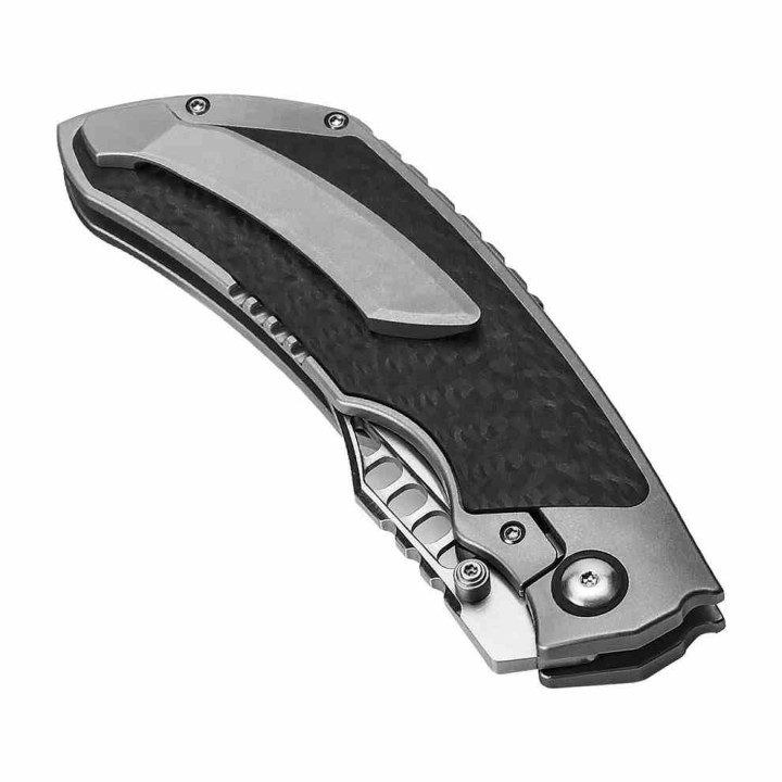 Couteau Kizer Huntsmen Carbon Fiber/Titane Lame Tanto Acier S35VN IKBS Bolster Lock Clip KI4642A1 - Livraison Gratuite