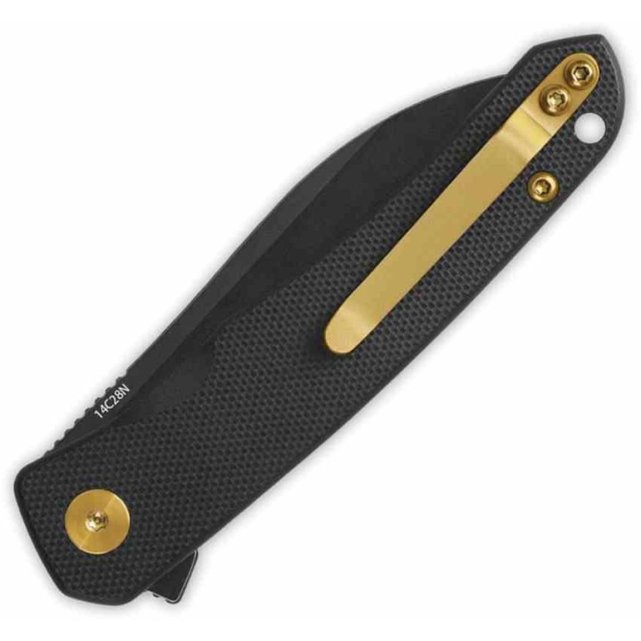 Couteau QSP Otter Black Manche G10 Lame Acier 14C28N BLK IKBS Linerlock Clip QS140C2 - Livraison Gratuite