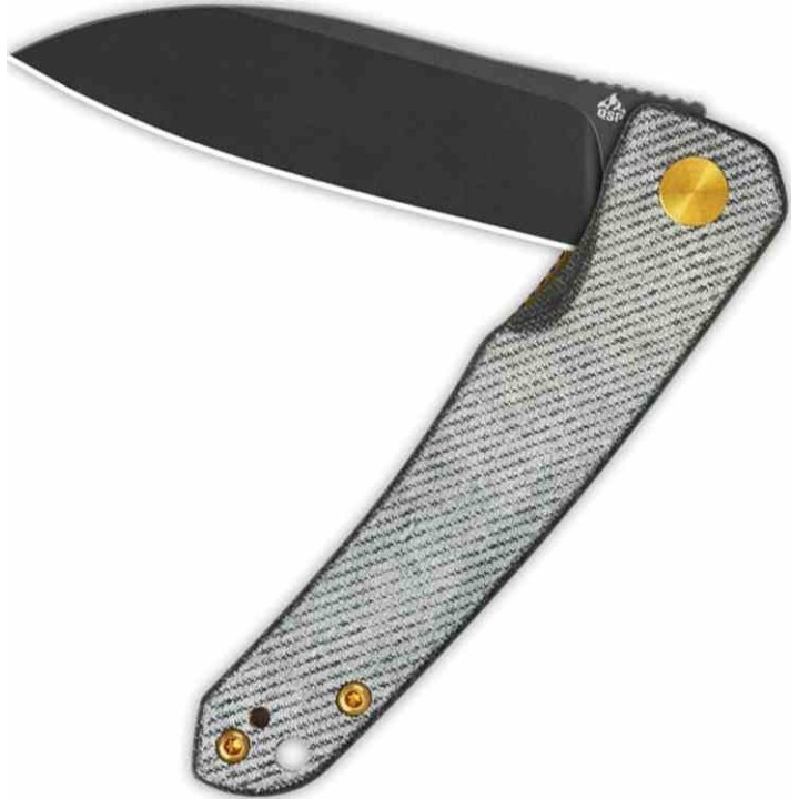 Couteau QSP Otter Denim Manche Micarta Lame Acier 14C28N BLK IKBS Linerlock Clip QS140F2 - Livraison Gratuite