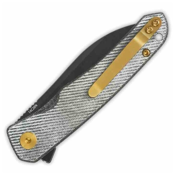 Couteau QSP Otter Denim Manche Micarta Lame Acier 14C28N BLK IKBS Linerlock Clip QS140F2 - Livraison Gratuite
