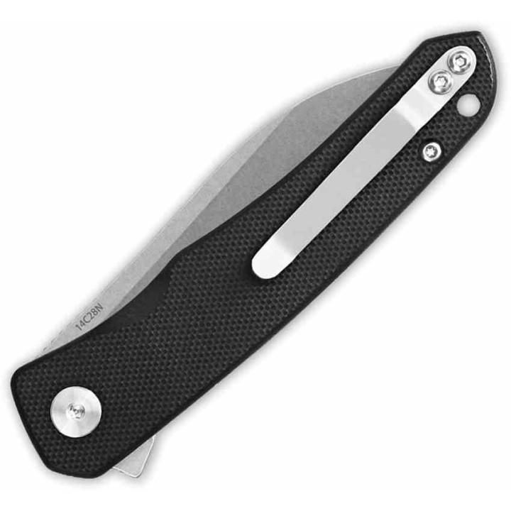 Couteau QSP Otter Black Manche G10 Lame Acier 14C28N SW IKBS Linerlock Clip QS140C1 - Livraison Gratuite